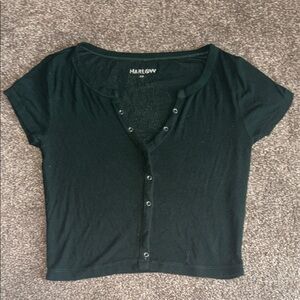 Harlow Green Buttoned Crop Top